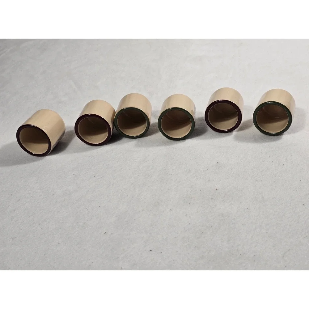 Vintage Country Floral Ceramic Napkin Rings Set of 6 Farmhouse Decor Cream